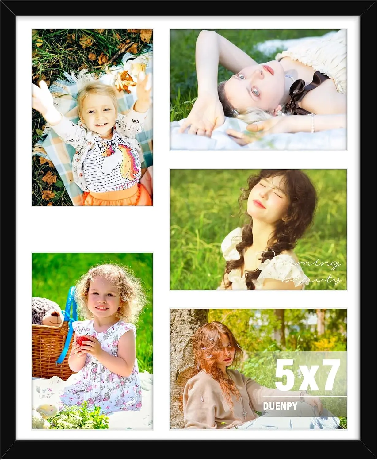 13x16 Picture Frame 5x7 Collage Picture Frame Displays Five 5x7 inch Photos Collage Wall Decor Wall Hanging Black