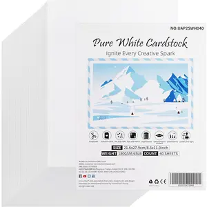 40 Sheets Pure White Cardstock - 8.5'' x 11'' Double-sided Cover Card Stock 65lb Printer Paper  for Scrapbooking, Crafts, Business Cards 180gsm UAP25WH040