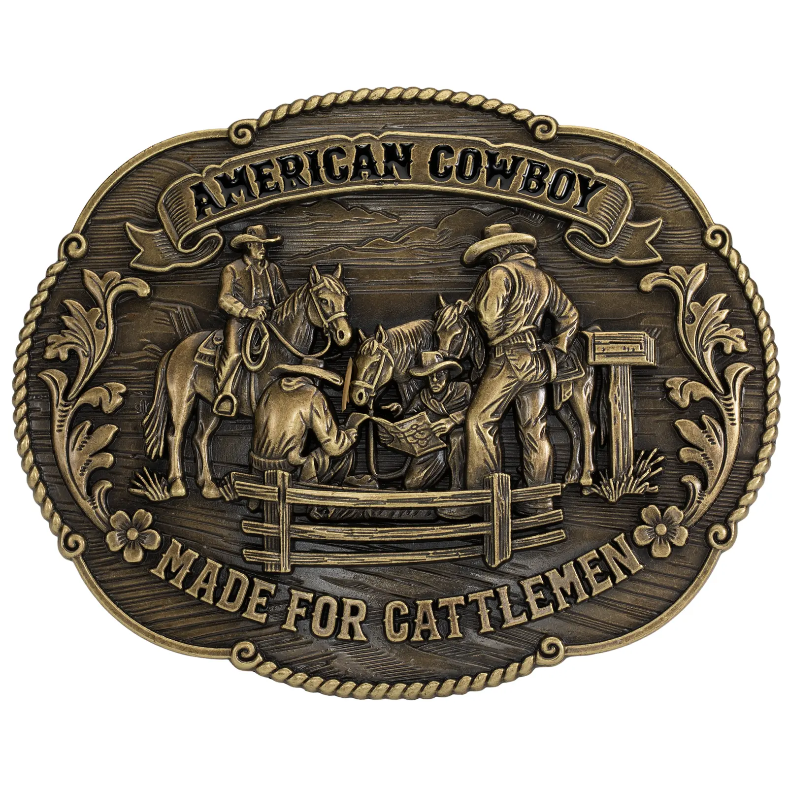 Oversized Heavy 230g American Cowboy Belt Buckle 5.3×4.2Inch Unisex Western Cattlemen Rodeo Belt Buckle Deep 3D Engraved Vintage Ranch Solid Metal Buckle For Men Women
