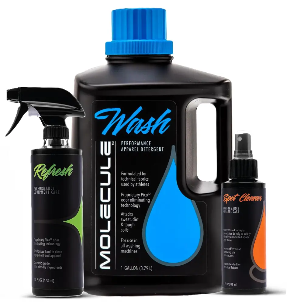 Molecule Concentrated Apparel Cleaning Kit - Wash, Refresh Spray, Spot Cleaner for Athletic Technical Fabrics, Multi-Size Father's Day Gift Home Care Household Cleaner