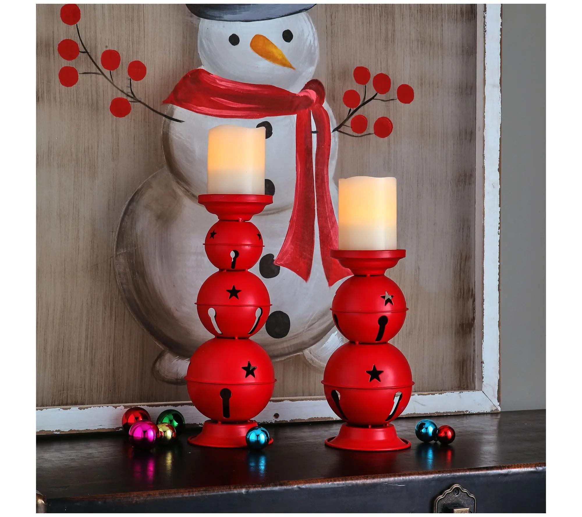 10-12.5" Jingle Bells Candle Holder Set of 2 by Valerie