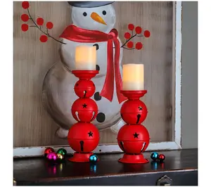 10-12.5" Jingle Bells Candle Holder Set of 2 by Valerie