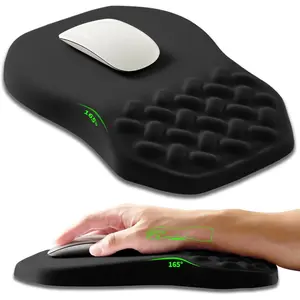 Ergonomic Slope Mouse Pad Wrist Support Wrist Rest Mousepad for Carpal Tunnel Pain Relief with Massage Bulge and Slow Rebound Memory Foam 12x8 inch Black