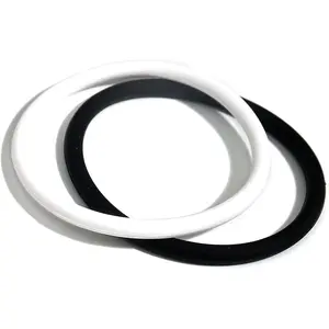 2 count Black White Simple  Rubber Bracelets Band Cool Hiphop  Wristband Bracelet for Women and Men