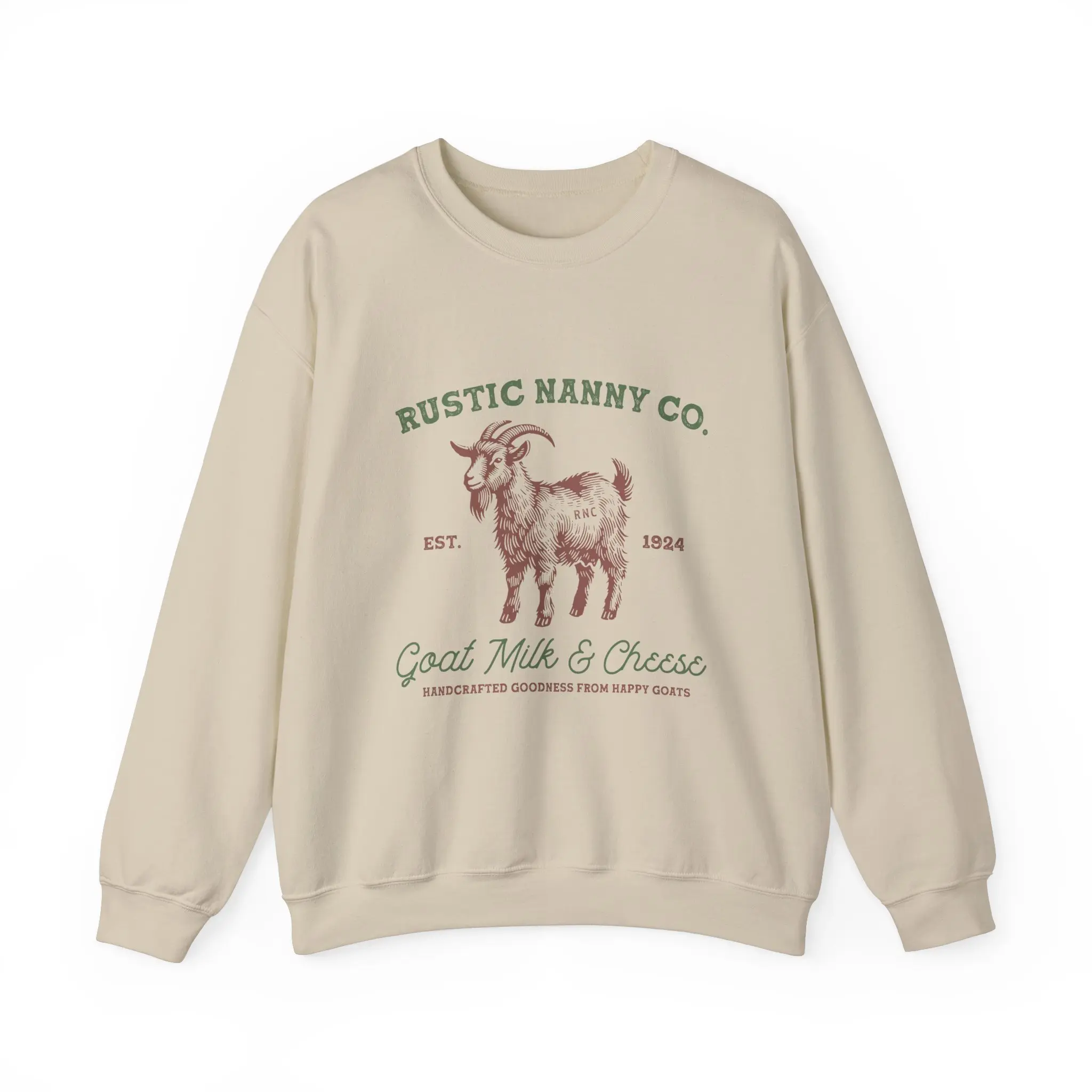 Rustic Goat Milk & Cheese Sweatshirt, Cozy Farmhouse Crewneck, Perfect Gift for Goat Lovers, Unisex Apparel, Vintage Style Clothing, Country