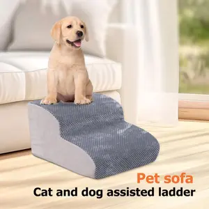 Dog Stairs for Small Dogs - High Density Foam Pet Steps, Extra Wide Dog Ramp with Non-Slip Bottom for High Beds, Couch and Sofa, Best for Dogs Injured, Older Doggy Cats Puppy Apartment Home