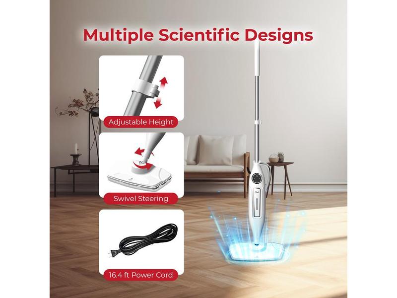Rosewill 11-in-1 Steam Mop, 260°F Handheld Steam Cleaner, 1200W Detachable Steam Mops for Floor Cleaning,  Removable Tank, Multi-Purpose Steamer for Hardwood, Tile, Grout, Furniture- White