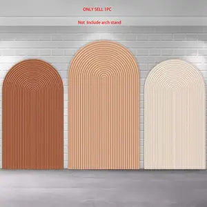 Boho Solid Stripes Arch Covers Stretchy Backdrop, Neutral Modern Minimalist Design, Perfect for Baby Shower, Bridal Shower, Birthday Party, Wedding Photo Backdrop, Wedding Arched Backdrop