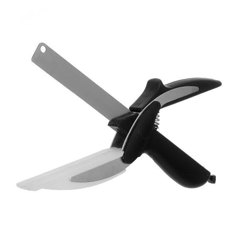 Food and Vegetable Scissors 2-in-1 Smart Stainless Steel Spring Knife Multifunctional Household Kitchen Scissors