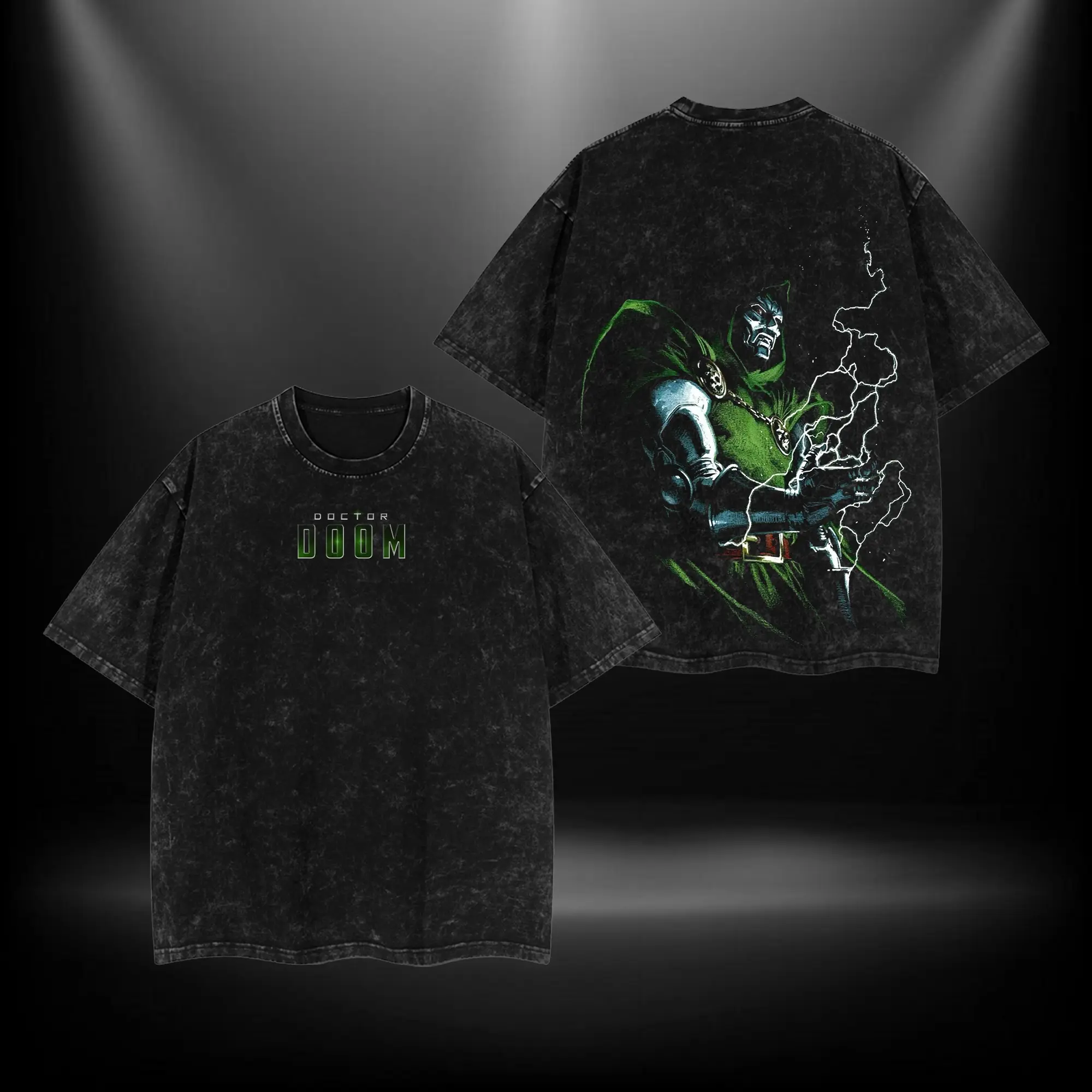 DR.DOOM V2 Comic Double Printed Oversize Lightweight Acid Washed Tee TV Series Graphic Top Cotton Streetwear T-Shirt boys merch Men's Regular Fit Floral Print Tee Oversized Apparel