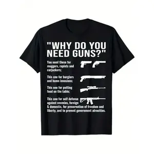Men's Funny Gun Rights T-Shirt - Sarcastic 2nd Amendment Tee with Rifle Graphics - Black Shirt for Gun Lovers - Breathable Cotton Shirt - Machine Washable Loose Fit Top for Shooting Range & Political Events, Casual  double print  Vintage Metalcore