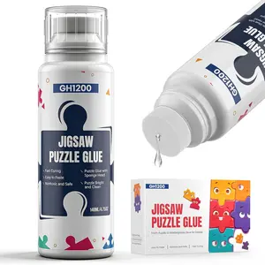 1200 2 Pack Clear Jigsaw Puzzle Glue with Sponge Applicator, Non Toxic Spot Free Glue for Wooden Paper Puzzles, Quick Drying with Strong APA Formula