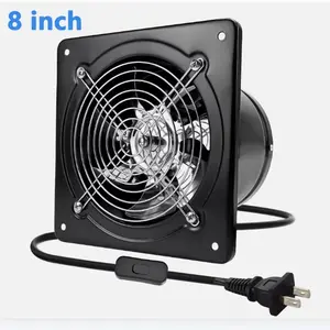 8 Inch Exhaust Fan Metal Ventilation Fan With Switch Window And Wall Mounted Extractor Warehouse Fan With Check Valve For Kitchen, Attic, Garage