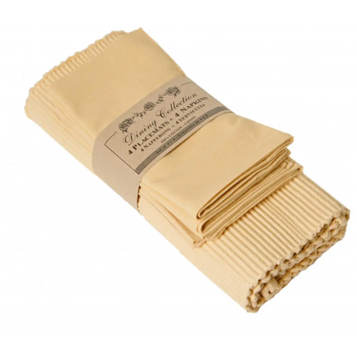 Mr. MJs Trading AG-05326 4 Placemats Plus 4 Napkins Set, Butter Cream