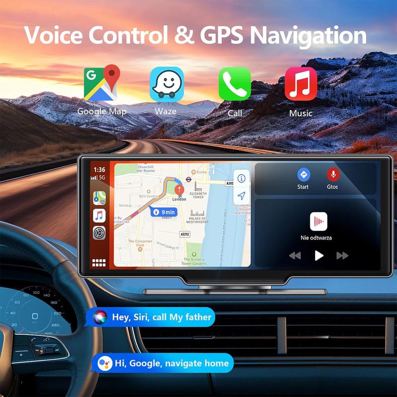 2026 Wireless CarPlay Screen, 8.1" Portable Touchscreen Car Stereo with CarPlay & Android Auto, 1080P Backup Camera, Bluetooth, Mirror Link, GPS Navigation Backup Camera for All Vehicles