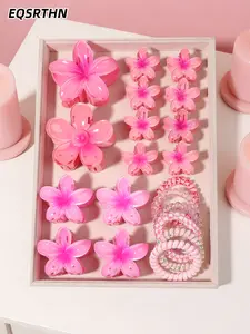"Sweet Girl Atmosphere, Sweet Girl's favorite cherry blossom Pink flower hair accessory set!" Gradient jelly frangipani hairpin + broken hair clip + telephone line hair band, soft and tender pink tone hits the heart of girls, suitable for daily hair styli