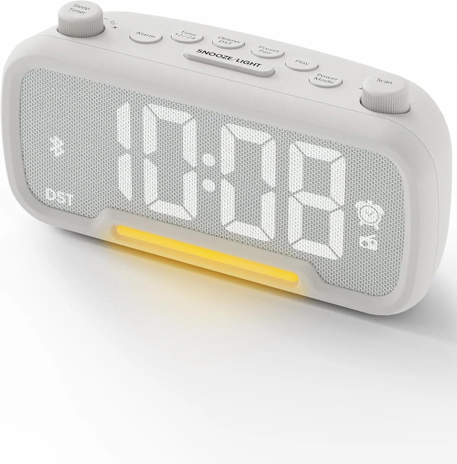 Clock Radio, FM Radio Alarm Clock for Bedroom Modern Design, Auto Scan 20 Presets Auto-Off Sleep Timer, Bluetooth Speaker, Night Light, USB Ports, Brightness Dimmer