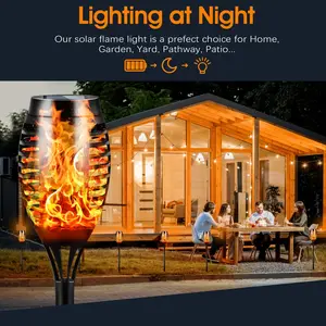 Flame Dancing Lamp, 8 Pack 12LED Solar Outdoor Lights with Flickering Flame, IP65 Waterproof Mini Torch Lights Auto On/Off for Garden, Patio, Yard, Pathway