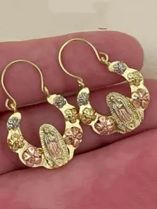 Creative Elegant Unique Floral Engraving Flower Carving Hoop Earrings, Women's Holiday Party Memorial Jewelry Gift, All Season Wear Zinc Alloy Ear Decor