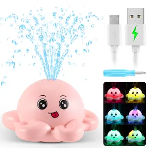 Gigilli Octopus Swimming Toys Rechargeable Pool Toys with Colorful Flashing Lights Double Layer Waterproof Design for Kids Easter Gift