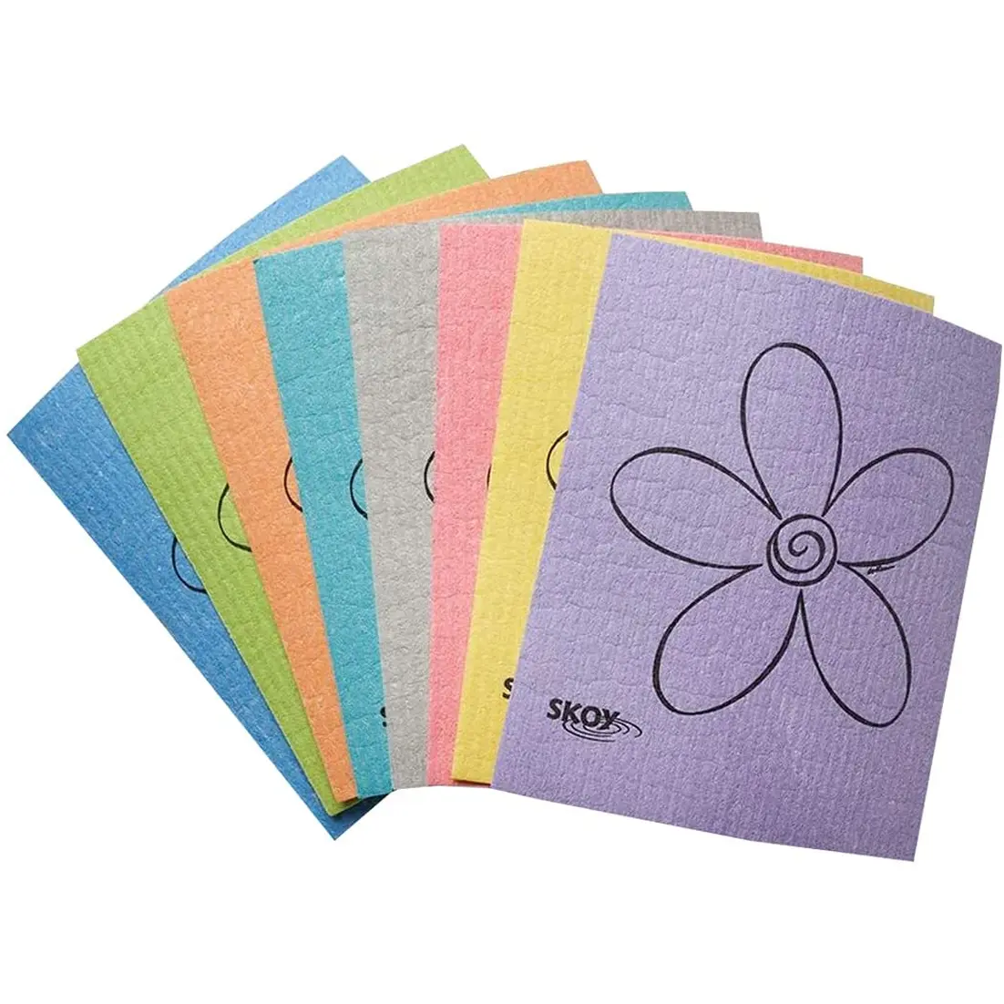 Skoy Cloth, 8-Pack Versatile Swedish Dishcloths for Kitchen and Household Use, Reusable Cleaning Cloths, Planet-Friendly, Dishwasher and Dryer-Safe, Assorted Colors Skoy