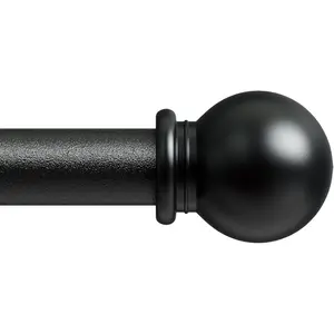 Curtain Rods for Windows 66 to 120, Long Adjustable Curtain Rod for Patio Outdoor, Sliding Glass Door, Decorative 5/8 Diameter Drapery Rod Set,Heavy Duty Metal Standard Curtain Rod, Black