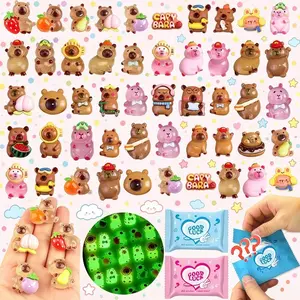 50 Pcs Random Mini Capybara with Glow in the Dark Feature, Individually Packaged Blind Bags – Cute Collectible Resin Toys for Kids, Fairy Gardens, Desk Decor, Party Favors, and Creative DIY Projects