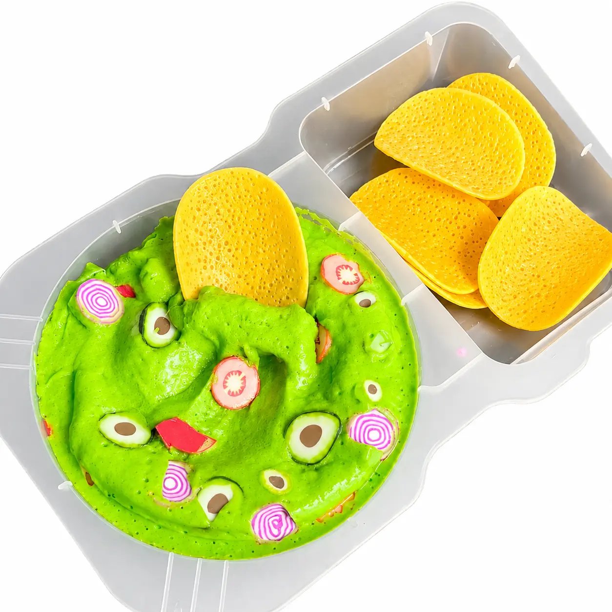 Guacamole & Chips DIY Slime Kit - 3oz Guacamole Butter Slime, Fake Toy Chips & Sprinkle Topping, Soft Squishy, Squishy