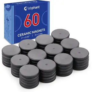 60 Pieces 1 Inch x 5/32 Inch (25 x 4 mm) Thickness Ceramic Round Disk Craft Magnets for DIY Art Projects Whiteboards & Fridge Organization