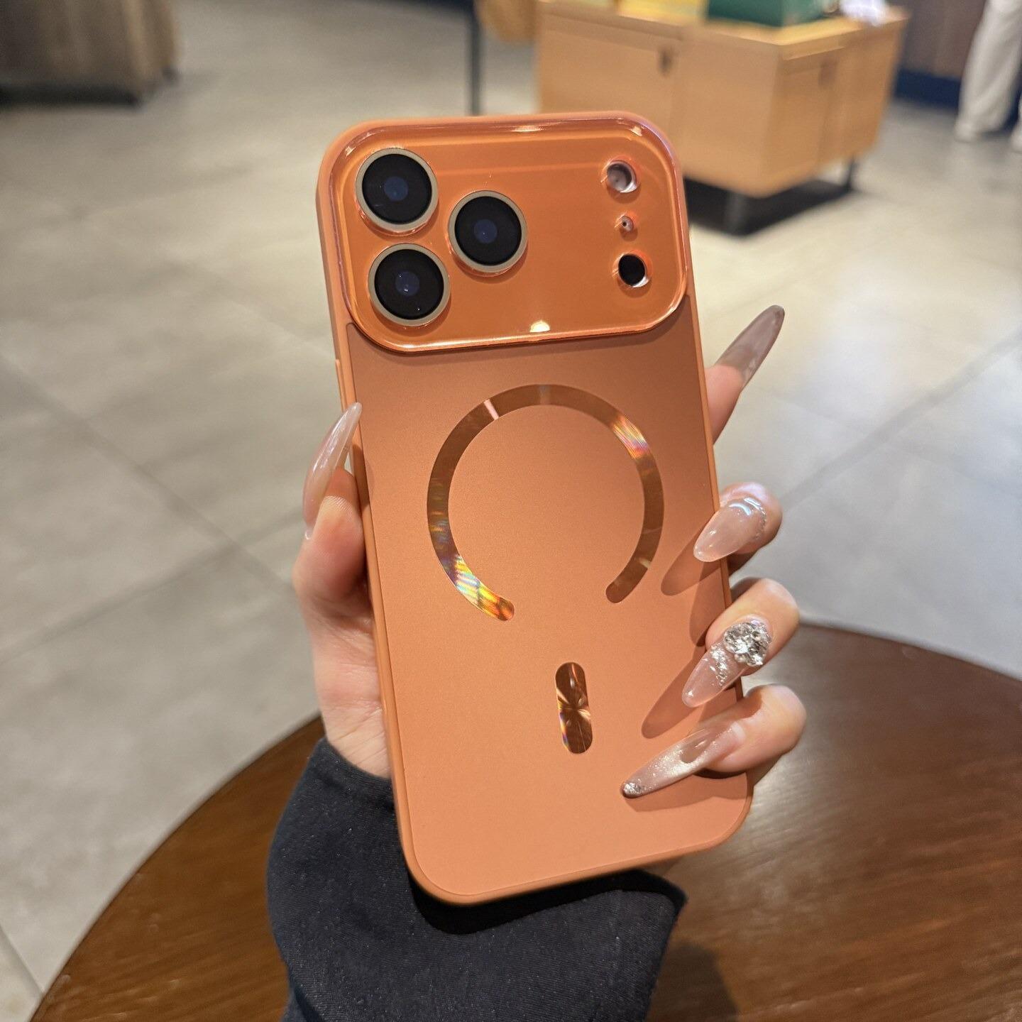 Magnetic large window phone case with Lens Protector , luxury aurora gradient color full camera protection shockproof cover for iPhone 17 Pro Max, 16 Plus, 15, 14, 13, 12, 11 junk