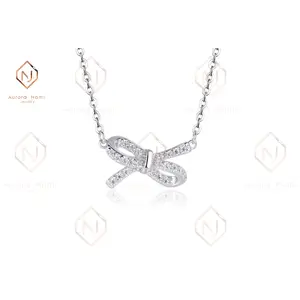 Silver Bow Ribbon Necklace