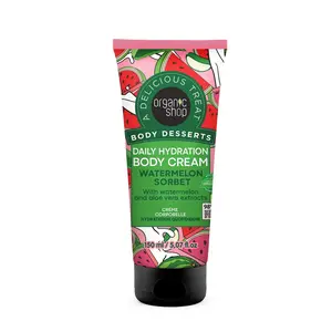 Organic Shop Watermelon & Aloe Vera Extract Deep Hydration Body Cream, 100% Vegan & Organic, Daily Moisturizer, Body, Face, Hand & Foot Natural Lotion, Intensive Care & Skin Hydration. 150ml.