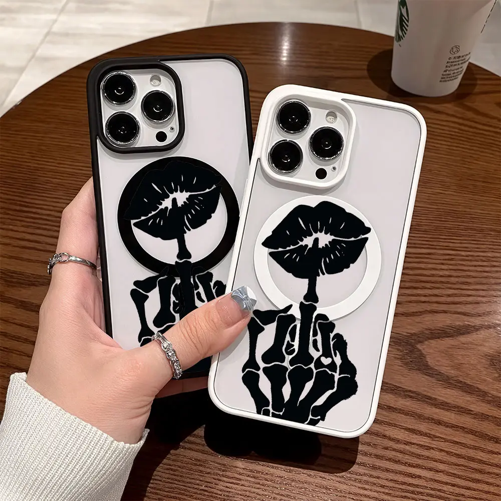 Premium Magnetic Phone Cases for  iPhone11/12/13/14/15/16//17/Air/promax/Plus Skull Hand Lip Tattoo y2k cased  MagSafe Ready, Anti-Fall, Springtok and Ultra-Thin Design | Perfect for  Everyday Use Protector Screen Protector Aesthetic Resistance - TikTok Shop