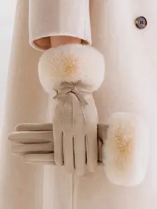 Women's Fall Winter Gloves, Windproof Warm Touchscreen Faux Rabbit Fur Lined, Cycling Gloves, 1pcs, Comfortable & Stylish