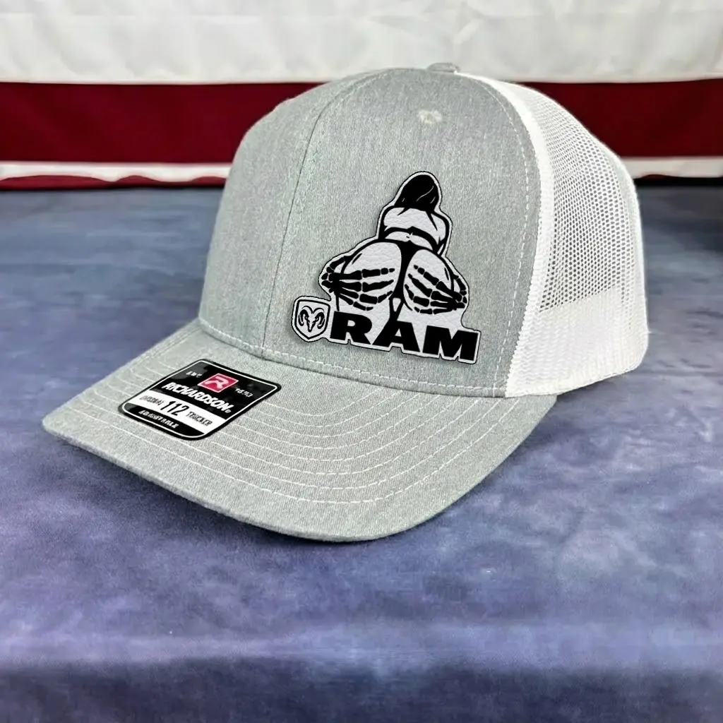 RAM Custom Skeleton Rider Patch Snapback Hat – Richardson Trucker Cap, Adjustable Mesh Back, Unisex Streetwear