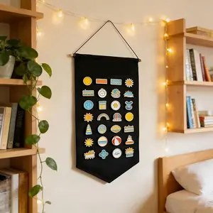 Bohemian Style Badge Display Board, 1-Piece Wall-Mounted Storage Rack for Brooches and Medal Collections, Suitable for Home Office School Decoration, Easy Hang, Sturdy Holder, Unique Boho Wall Art, Summer Room Refresh, Graduation Father's Day Teacher Gift