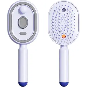 Electric Air Cushion Massage Spray Comb, Self-Cleaning Essential Oil Mist, Anti-Static Volumizing Hairbrush, Ideal Hair Care Gift for Him Her (Purple)
