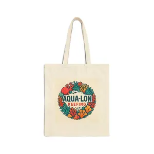 Aqua-Lon Reefing Canvas Tote — Eco Beach Market Bag with Colorful Coral Wreath