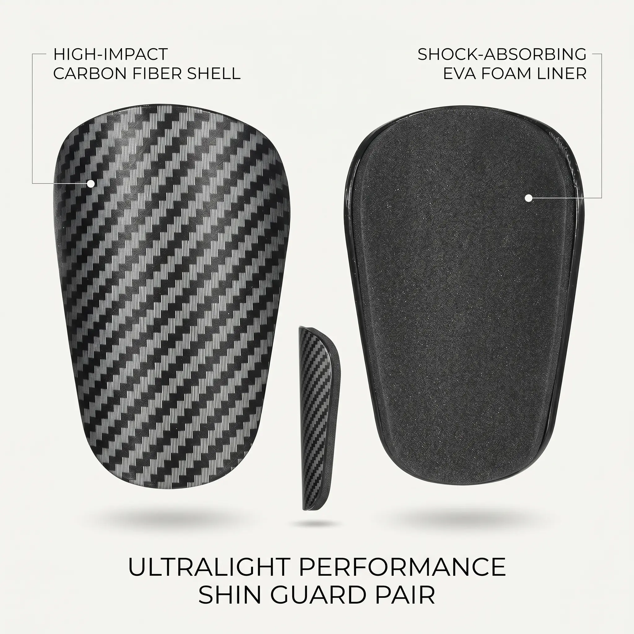 Carbon Pattern Mini Shin Guards, 2 Pairs Lightweight PP Soccer Shin Guards for Youth, 3.15x2.16in Compact Protective Gear for Training, Footballequipment, Soccer Equipment, Compact Shape, Pp Plastic, Sports Protection, Sporty Football Shin Guards