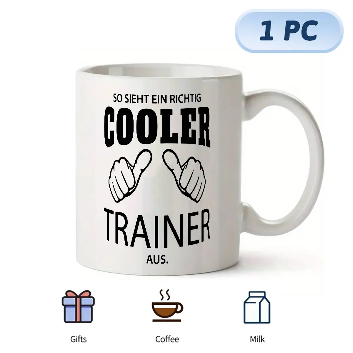 1pc Cool Coach 11oz Large Coffee Mug,Humorous Awesome Coach Tea Cup Ceramic  with Handle Big,