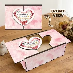 1pc wooden gift box and clothing box with the theme "The most beautiful road is the road we all travel together". It is suitable as a Father's Day/Mother's Day/birthday gift for family/friends/loved persons, or as a home decoration.