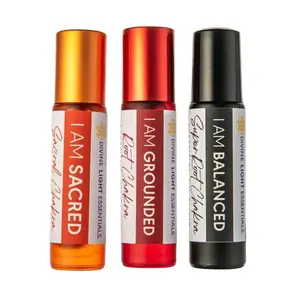 Divine Light Codes Ground Yourself Bundle - Essential Oils for Creativity Security & Community - 3 Roller Bottles - Aromatic Woody Cedarwood - US Aromatherapy Natural Healthcare