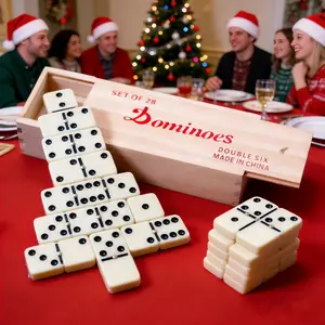 Wooden Dominoes Set, Educational Board Game, Parent- Child Interaction, Family Entertainment, Holiday Gift, Fun and Interactive