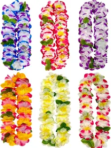 Thickened Hawaiian Leis 6 Count for Summer Beach Vacations, Ideal for Luau Parties, Birthday, Graduation, and Weddings Decorations Floral Gifts