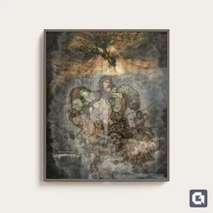Elden Ring Realm Of Shadow Map Poster - High-Quality Game Map With Dlc - Vintage Style Decor For Gamers