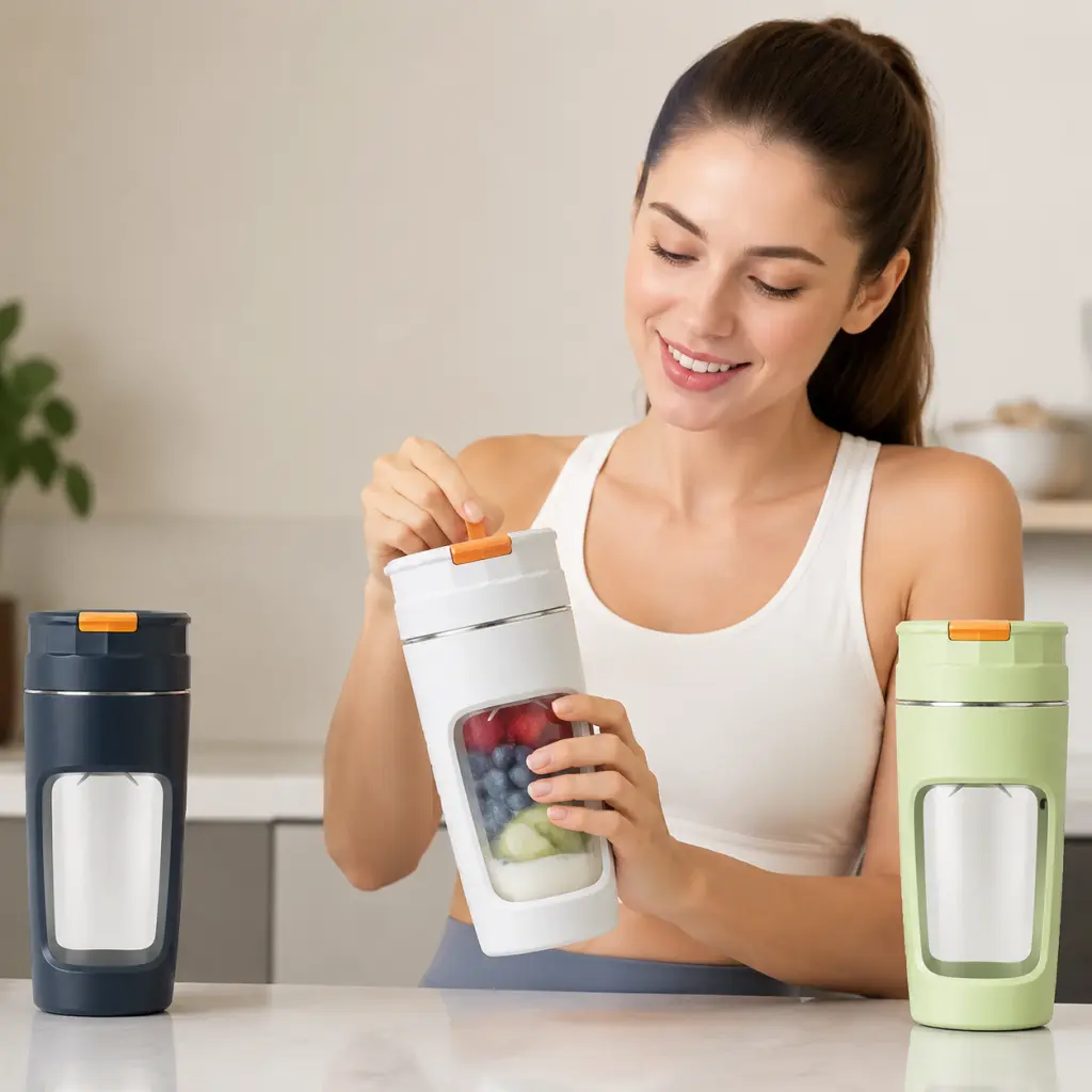 Portable Electric Blender Vacuum Sealer - BPA-Free Food Grade 600ML PCTG Cup, 20000 RPM 6-Leaf 304 Stainless Steel Interchangeable Blade, 3000mAh USB-C Port Rechargeable, 110V, CE ROHS FCC Certified, Compact Handheld Ice Crusher Machine for Home Gym, Usb