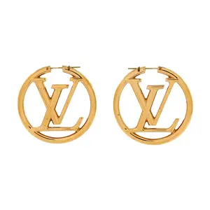 Pre-owned Louis Vuitton Louise Hoop Earrings Metal GM by Rebag