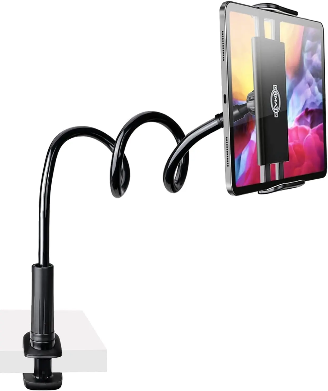 Gooseneck Tablet Kindle Holder Stand for Bed Reading,33in Flexible Long Arm Clamp Clip Mount for iPad, iPhone, Galaxy Tabs, Switch, Kindle Fire, Phone 4.7''-10.5'' Tablet Devices