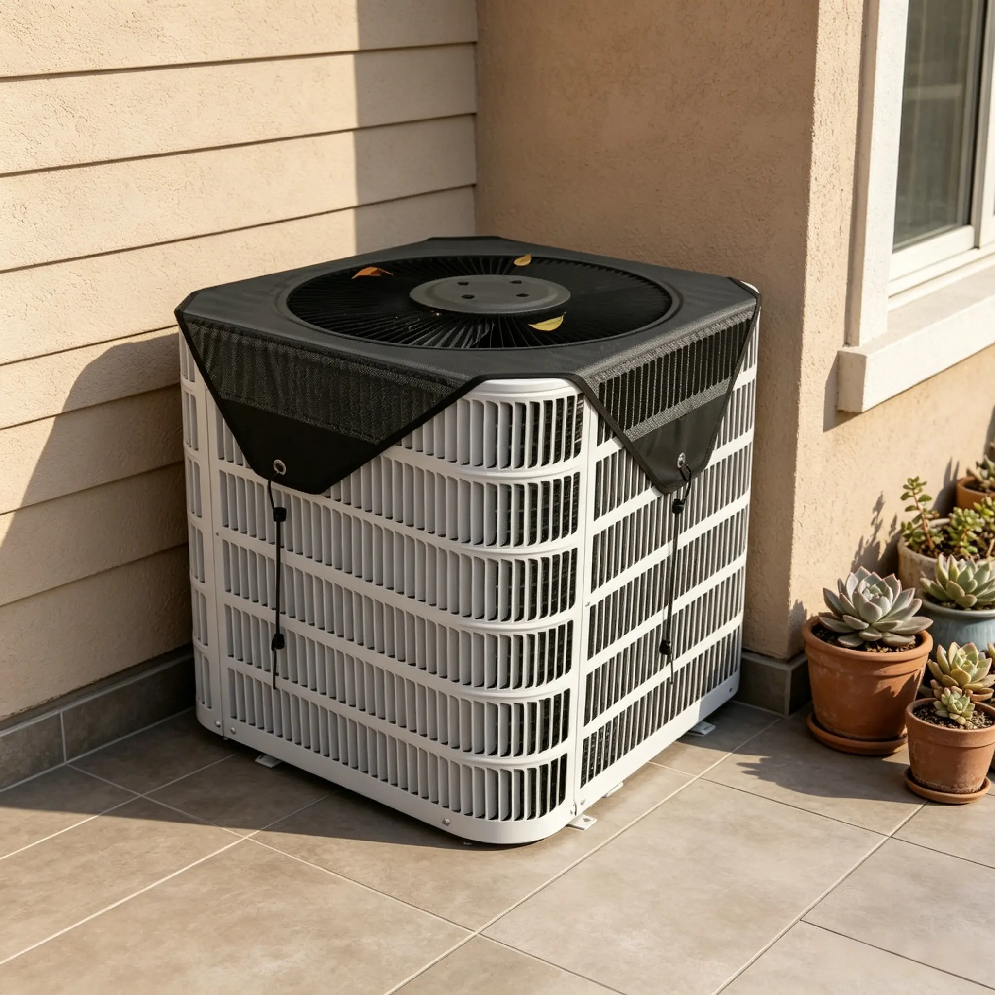Breathable Top AC Unit Protector , Outdoor Central cold Air Conditioner Mesh Cover with Efficient Ventilation, Dust Barrier Block Dust & Falling Debris, Year-Round External machine Condenser Guard all-season use design detachable outside dustproof