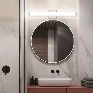 YHTlaeh Modern Bathroom Vanity Light 24 inch 14W 4000K Natural White Light ,Brushed Nickel Square LED Bathroom Light Fixture Over Mirror,Brushed Nickel Bar Vanity Light For Bathroom Mirror Restroom(ETL/FCC Certificated,IP44)